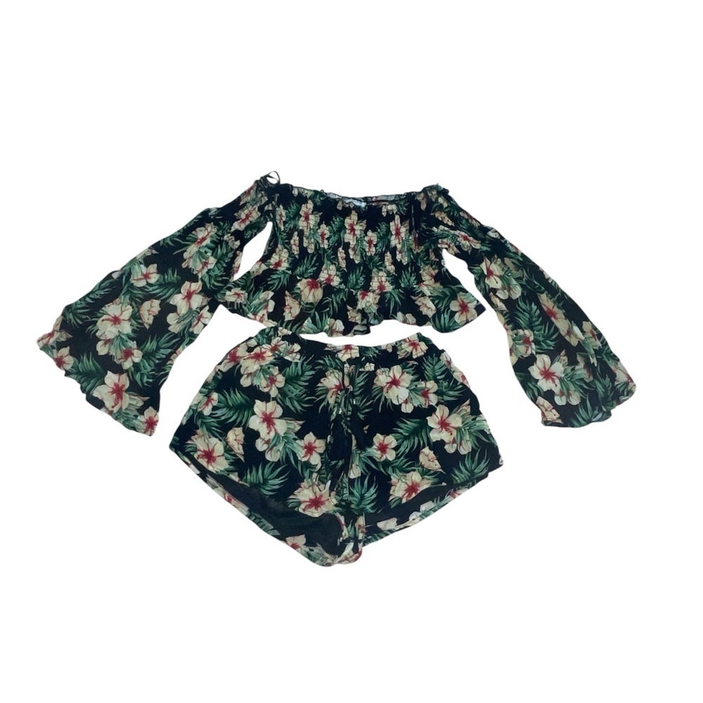Floral Off-Shoulder Top and Shorts Set